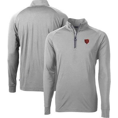Men's Cutter & Buck Gray Chicago Bears Big Tall Adapt Eco DryTec Raglan Quarter-Zip Jacket