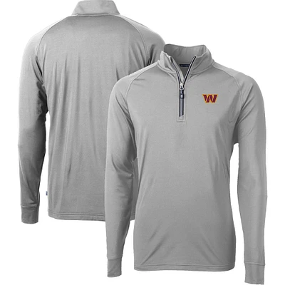 Men's Cutter & Buck Gray Washington Commanders Big Tall Adapt Eco DryTec Raglan Quarter-Zip Jacket