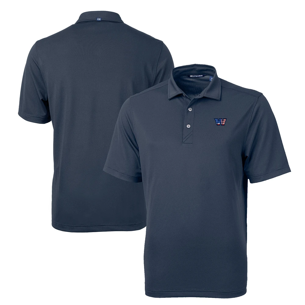 Men's Cutter & Buck Navy Washington Commanders Big Tall Americana Virtue Eco Pique Recycled Polo