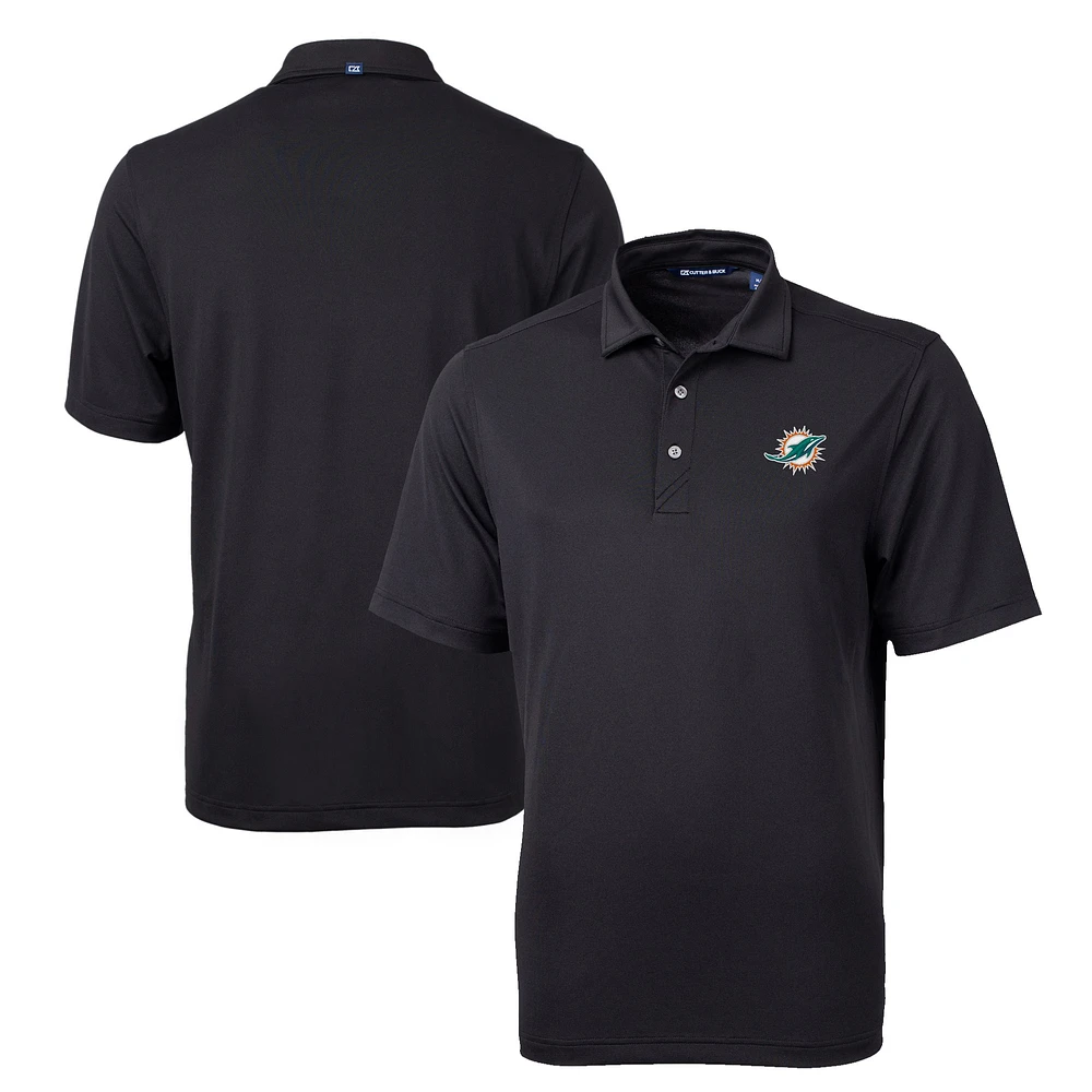 Men's Cutter & Buck Black Miami Dolphins Big Tall Virtue Eco Pique Recycled Polo