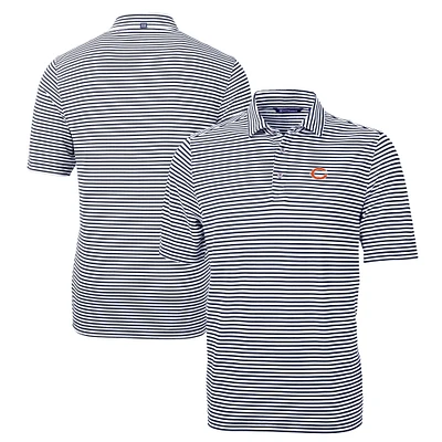 Men's Cutter & Buck Navy Chicago Bears Big Tall Virtue Eco Pique Stripe Recycled Polo