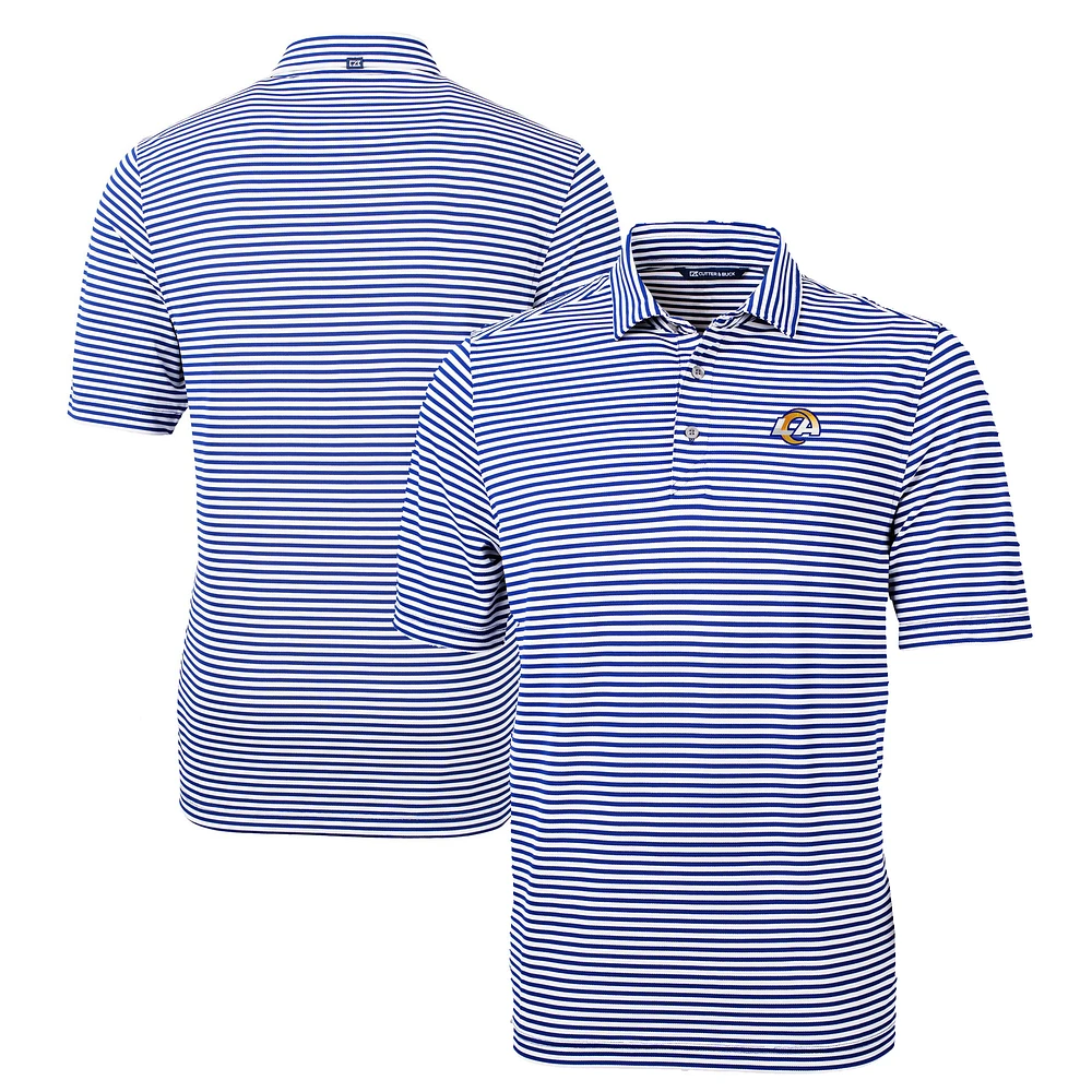 Men's Cutter & Buck Royal Los Angeles Rams Big Tall Virtue Eco Pique Stripe Tri-Blend Recycled Polo