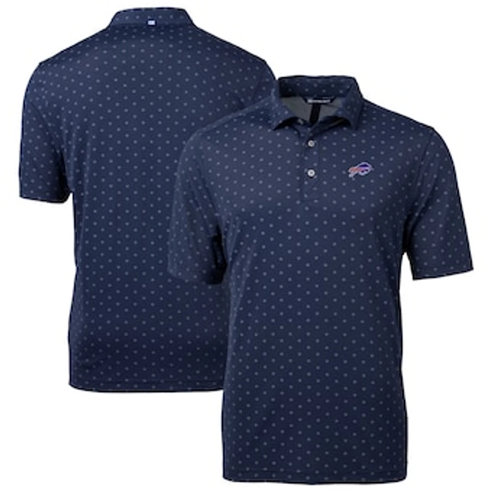 Men's Cutter & Buck Navy Buffalo Bills Big Tall Virtue Eco Pique Tile Print Recycled Polo