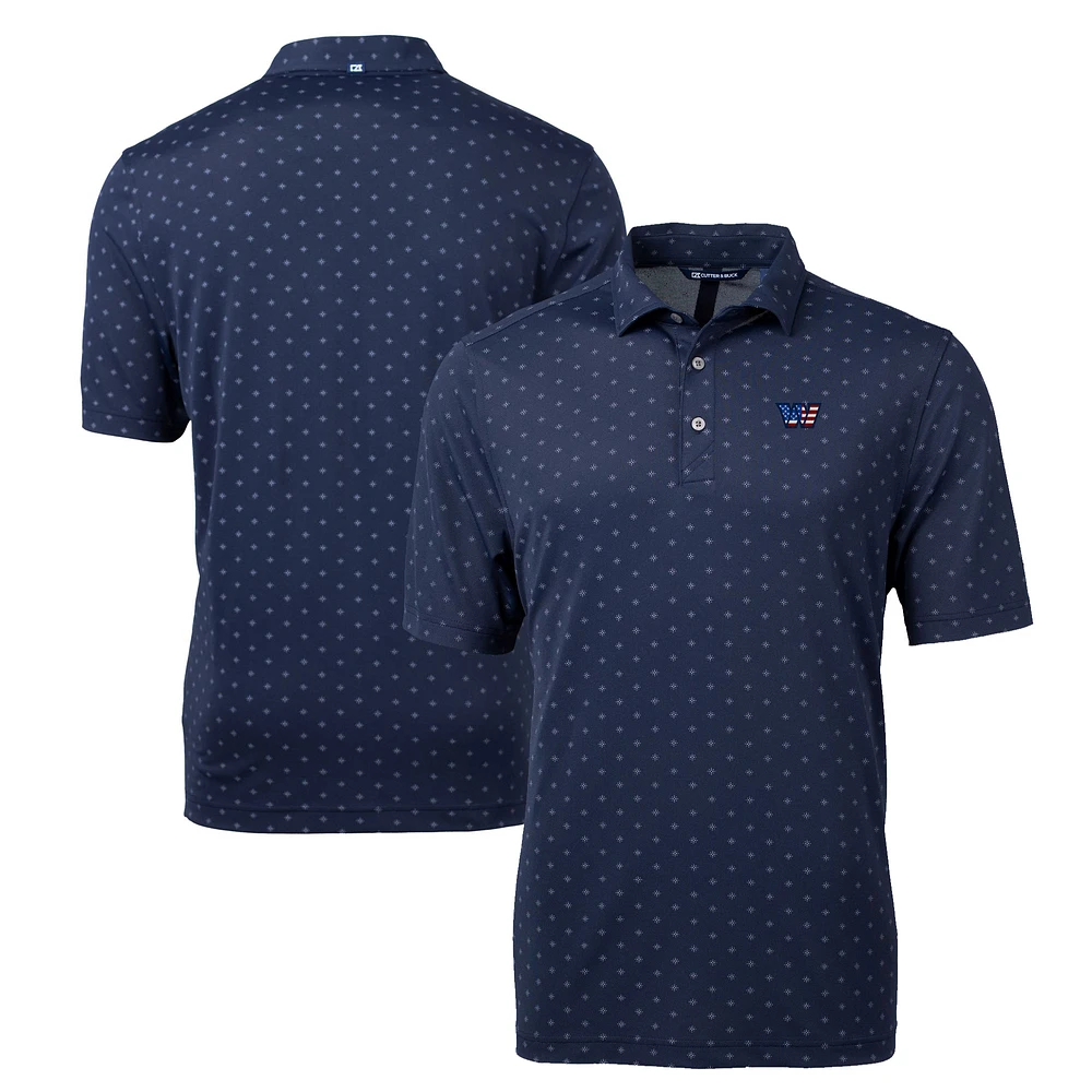 Men's Cutter & Buck Navy Washington Commanders Big Tall Americana Virtue Eco Pique Tile Print DryTec Recycled Polo
