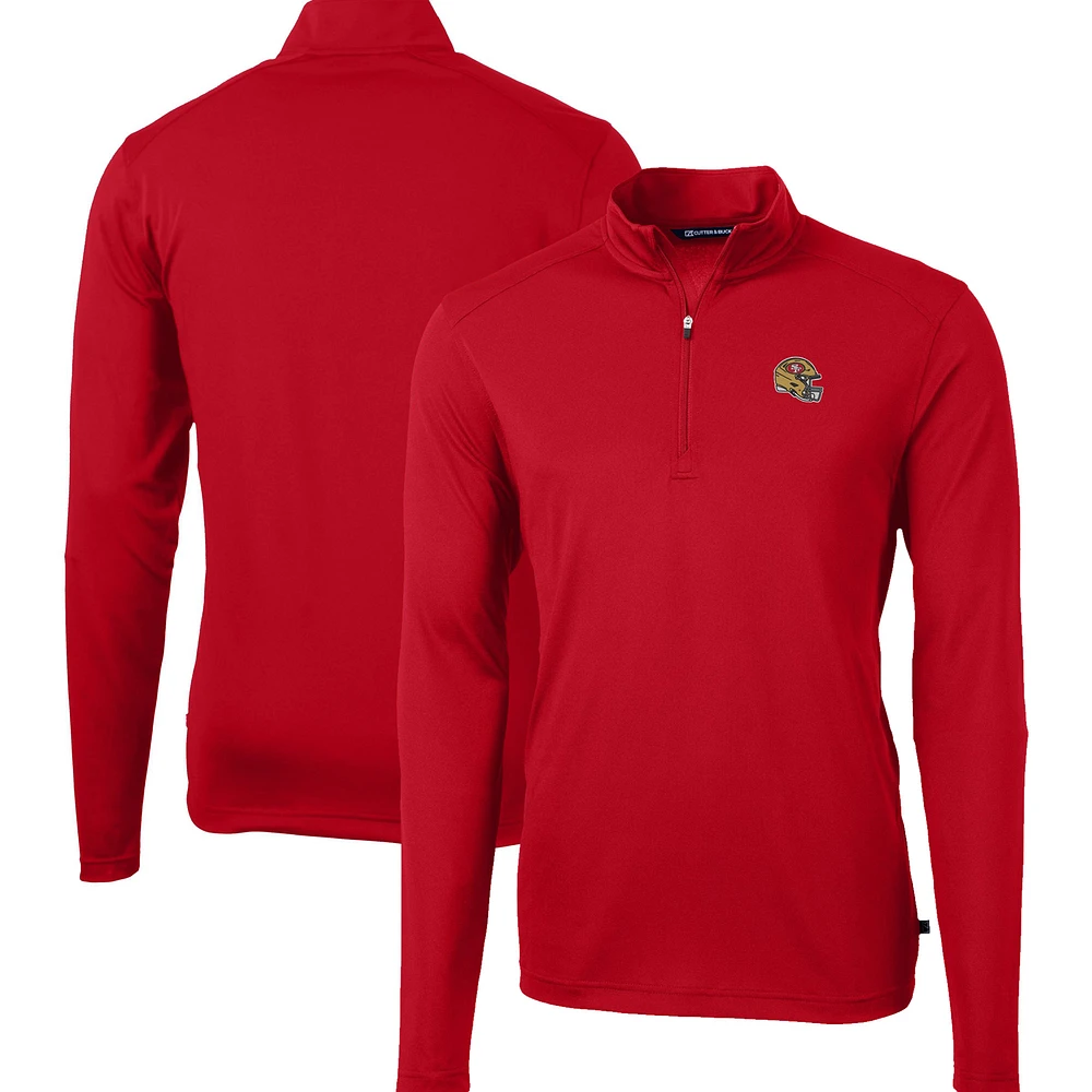 Men's Cutter & Buck Scarlet San Francisco 49ers Big Tall Virtue Eco Pique Quarter-Zip Jacket