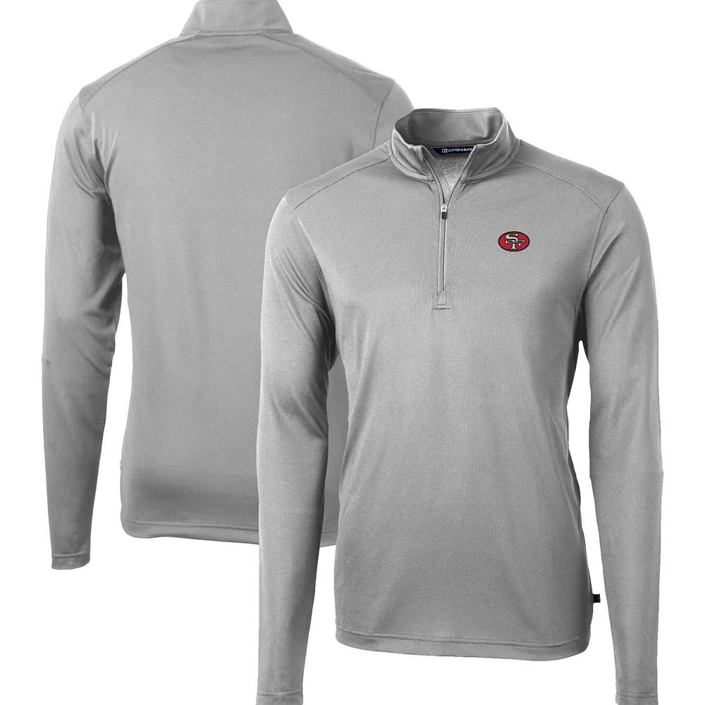 Men's Cutter & Buck Gray San Francisco 49ers Big Tall Virtue Eco Pique Quarter-Zip Jacket