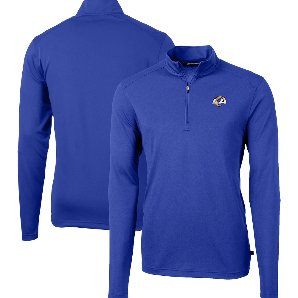 Men's Cutter & Buck Royal Los Angeles Rams Big Tall Virtue Eco Pique Quarter-Zip Jacket