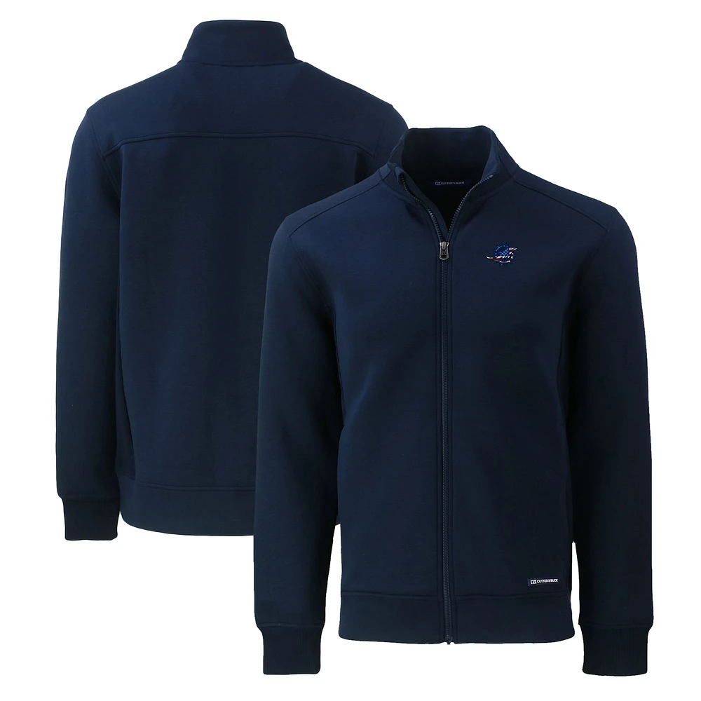 Men's Cutter & Buck Navy Miami Dolphins Big Tall Americana Roam Eco Recycled Full-Zip Jacket