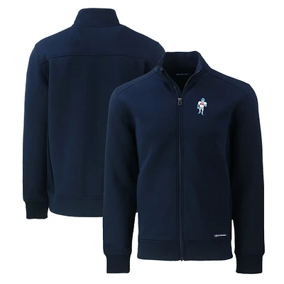 Men's Cutter & Buck Navy Houston Oilers Big Tall Gridiron Classics Roam Eco Recycled Full-Zip Jacket