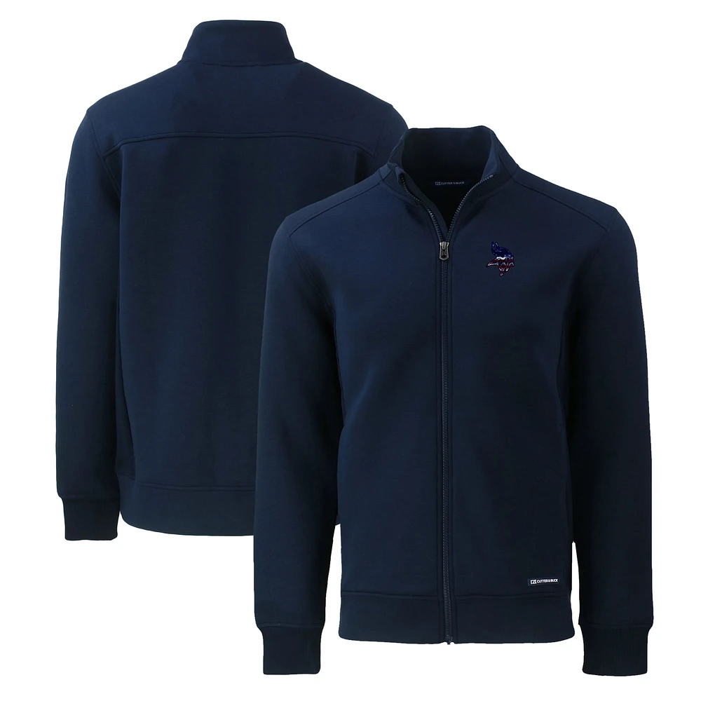 Men's Cutter & Buck Navy Minnesota Vikings Big Tall Americana Roam Eco Recycled Full-Zip Jacket