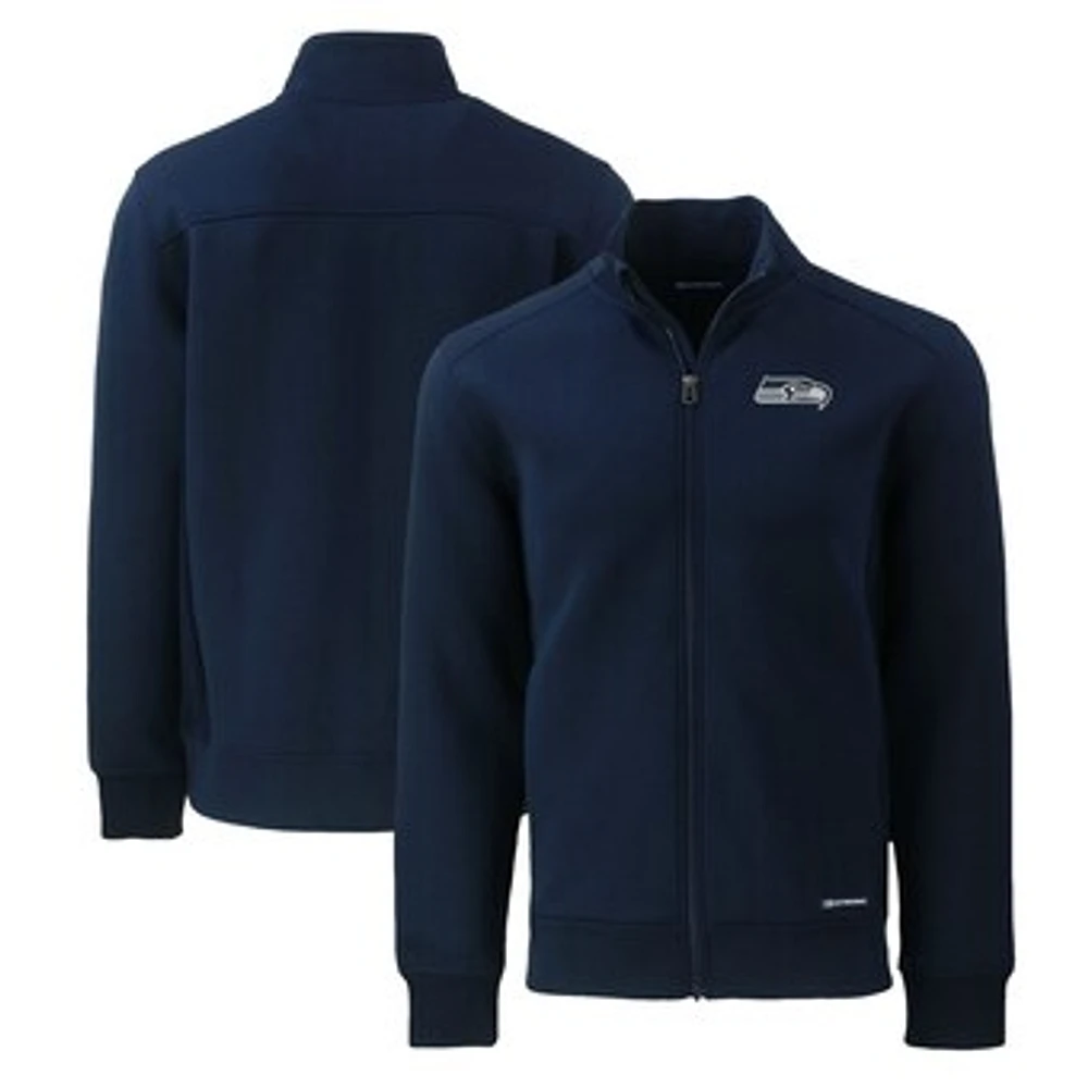 Men's Cutter & Buck College Navy Seattle Seahawks Big Tall Roam Eco Recycled Full-Zip Jacket