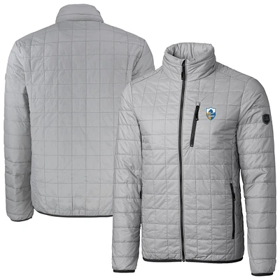 Men's Cutter & Buck Gray Los Angeles Chargers Big Tall Rainier PrimaLoft Eco Insulated Full-Zip Puffer Jacket