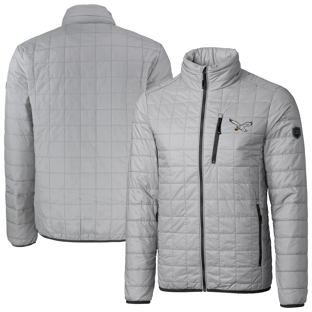 Men's Cutter & Buck Gray Philadelphia Eagles Big Tall Rainier PrimaLoft Eco Insulated Full-Zip Puffer Jacket