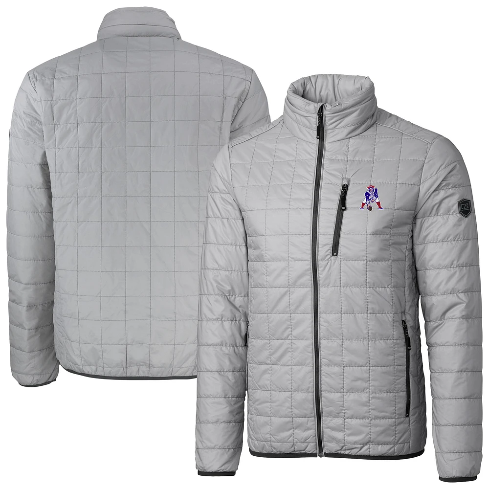 Men's Cutter & Buck Gray New England Patriots Big Tall Rainier PrimaLoft Eco Insulated Full-Zip Puffer Jacket