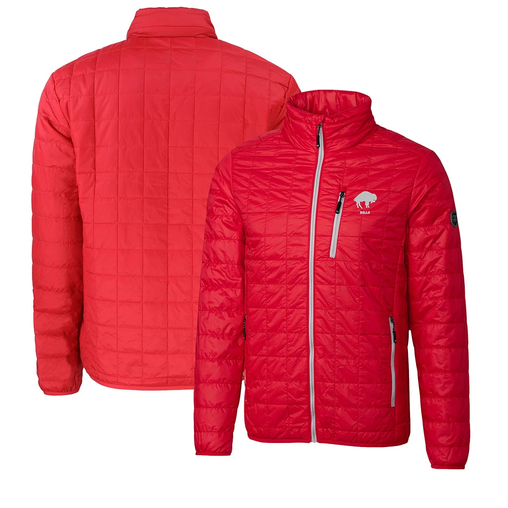 Men's Cutter & Buck Red Buffalo Bills Big Tall Rainier PrimaLoft Eco Insulated Full-Zip Puffer Jacket