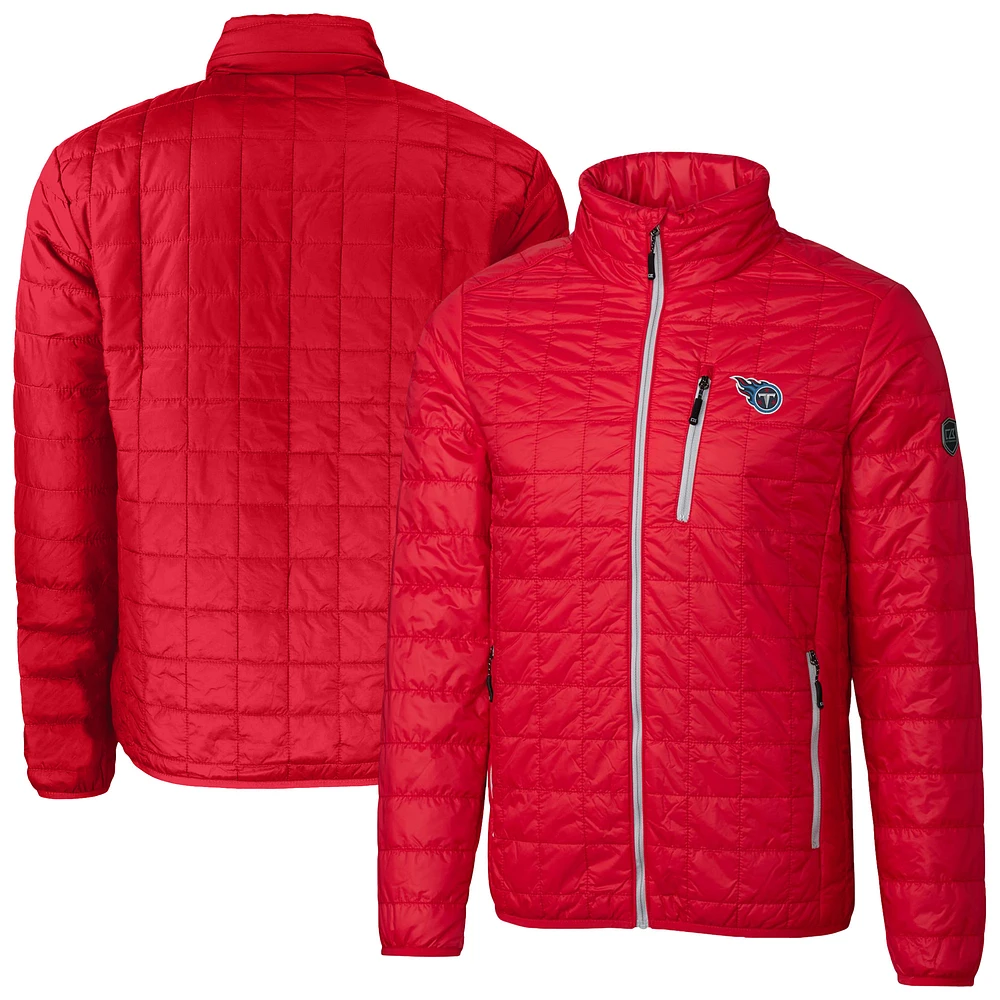 Men's Cutter & Buck Red Tennessee Titans Big Tall Rainier PrimaLoft Eco Insulated Full-Zip Hoodie Puffer Jacket