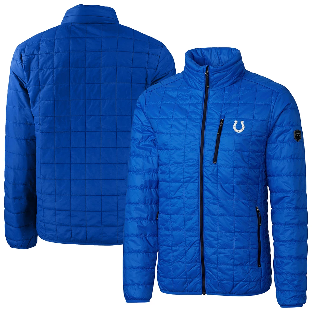 Men's Cutter & Buck Royal Indianapolis Colts Big Tall Rainier PrimaLoft Eco Insulated Full-Zip Hoodie Puffer Jacket