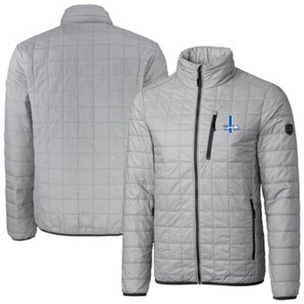 Men's Cutter & Buck Gray Detroit Lions Big Tall Rainier PrimaLoft Eco Insulated Full-Zip Puffer Jacket