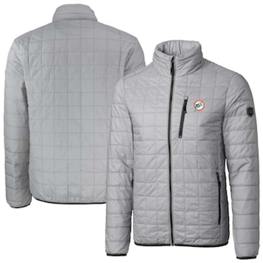 Men's Cutter & Buck Gray Miami Dolphins Big Tall Rainier PrimaLoft Eco Insulated Full-Zip Puffer Jacket