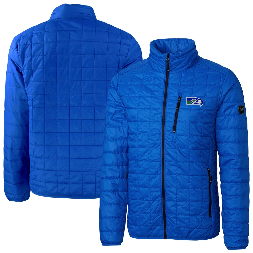 Men's Cutter & Buck Royal Seattle Seahawks Big Tall Rainier PrimaLoft Eco Insulated Full-Zip Puffer Jacket