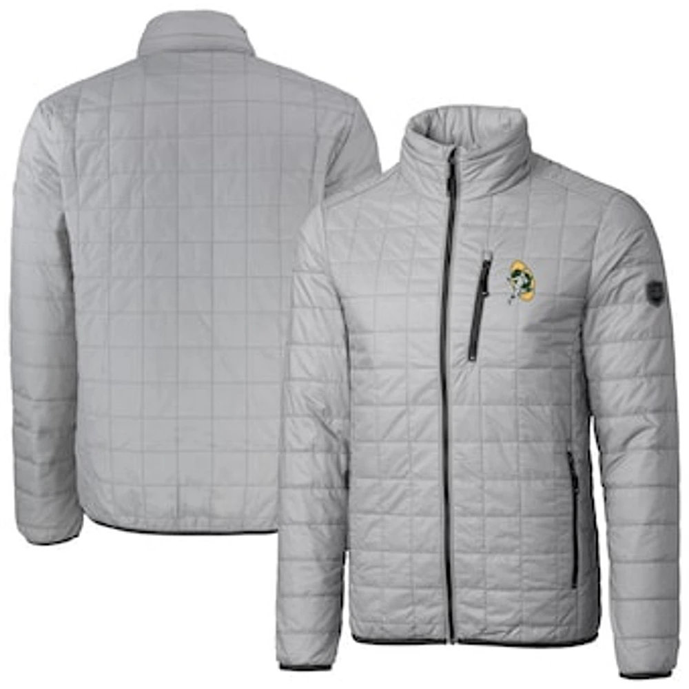 Men's Cutter & Buck Gray Green Bay Packers Big Tall Rainier PrimaLoft Eco Insulated Full-Zip Puffer Jacket