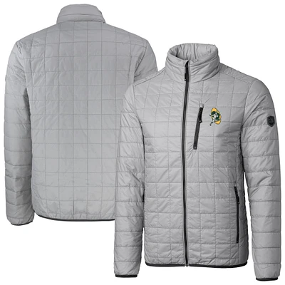 Men's Cutter & Buck Gray Green Bay Packers Big Tall Rainier PrimaLoft Eco Insulated Full-Zip Puffer Jacket