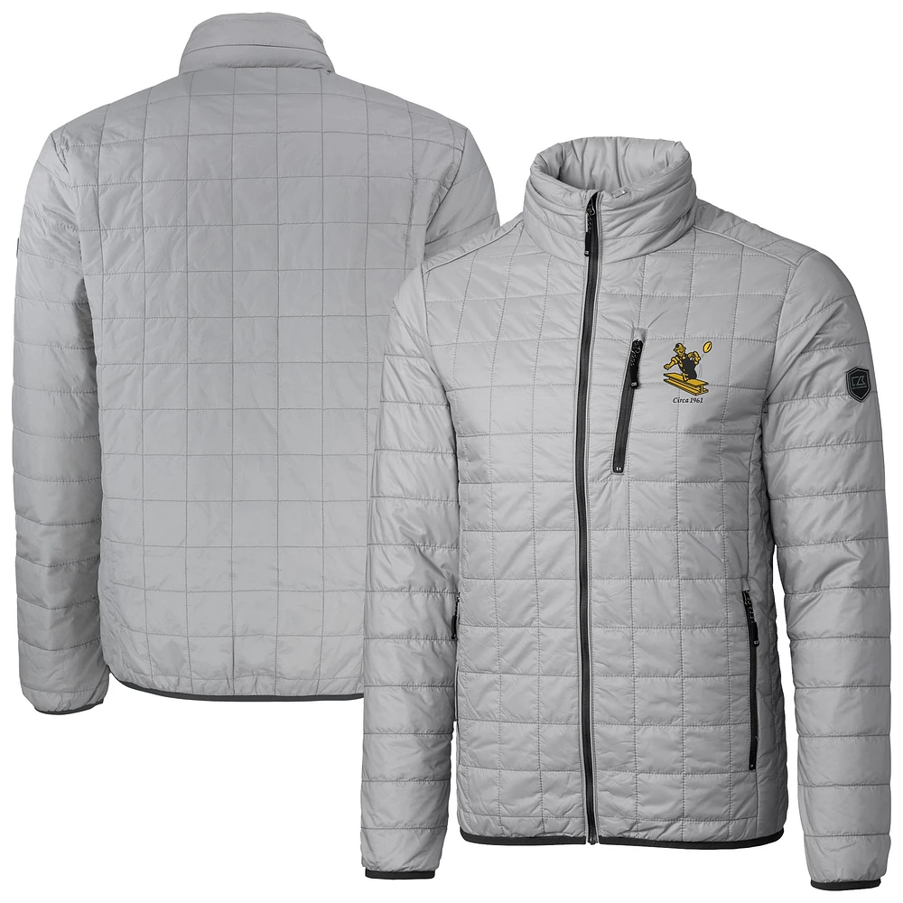 Men's Cutter & Buck Gray Pittsburgh Steelers Big Tall Rainier PrimaLoft Eco Insulated Full-Zip Puffer Jacket