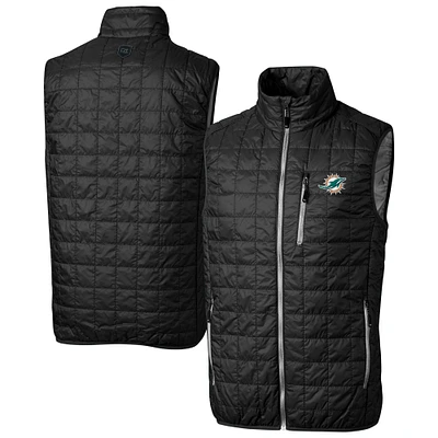 Men's Cutter & Buck Miami Dolphins Big Tall Rainier PrimaLoft Eco Insulated Full-Zip Puffer Vest