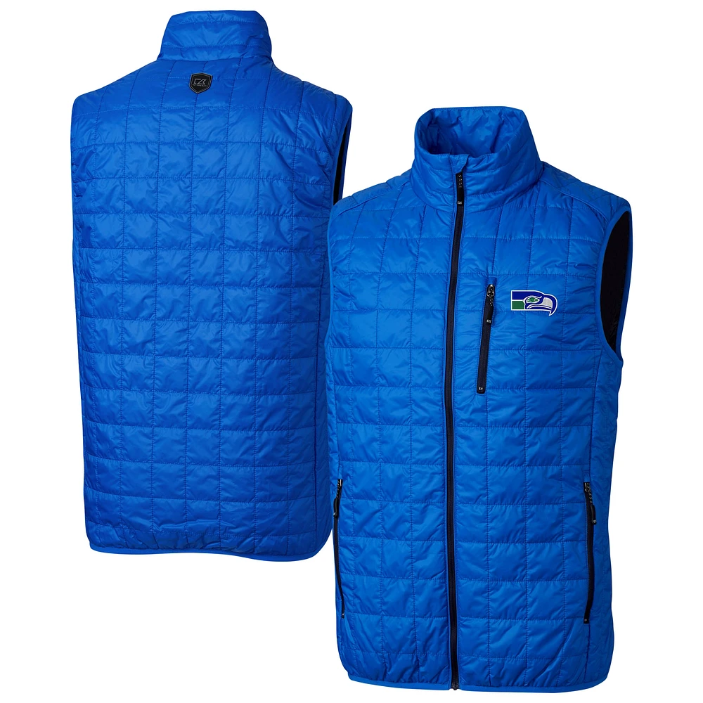 Men's Cutter & Buck Royal Seattle Seahawks Big Tall Rainier PrimaLoft Eco Insulated Full-Zip Puffer Vest