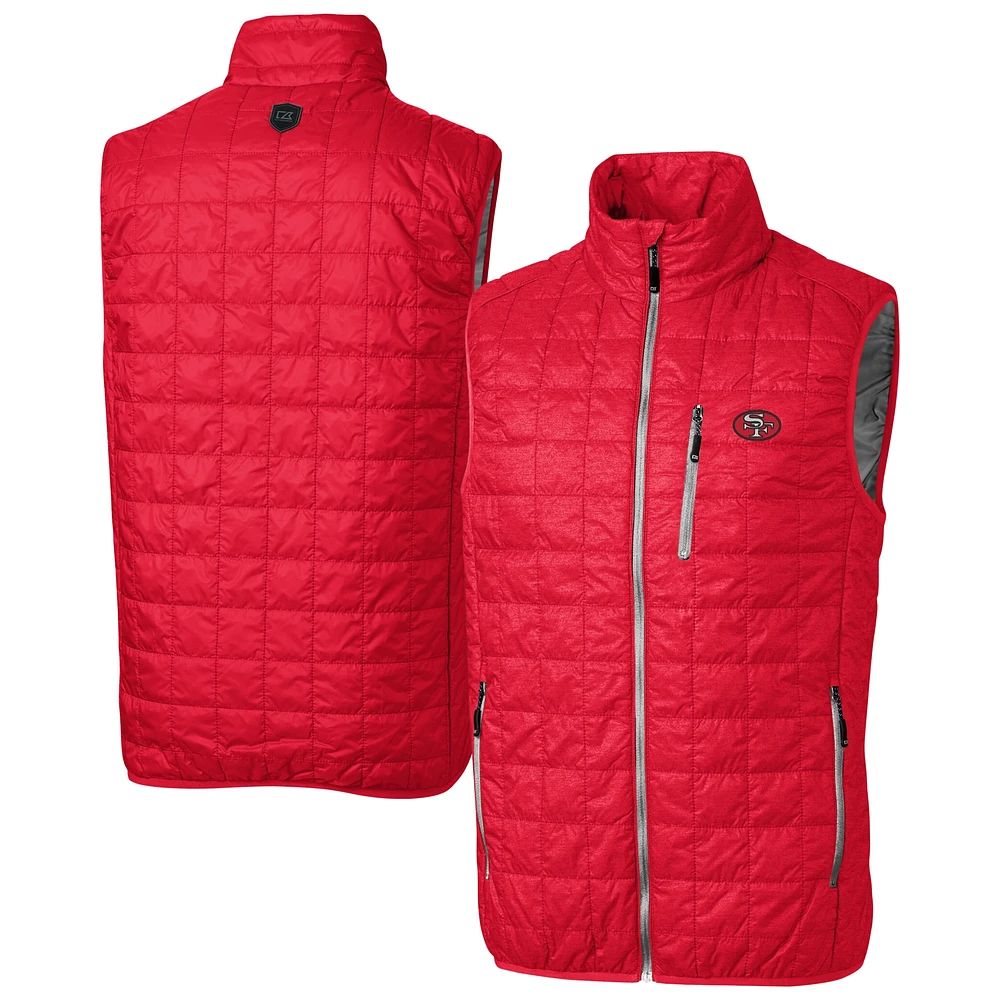 Men's Cutter & Buck Scarlet San Francisco 49ers Big Tall Rainier PrimaLoft Eco Insulated Full-Zip Puffer Vest