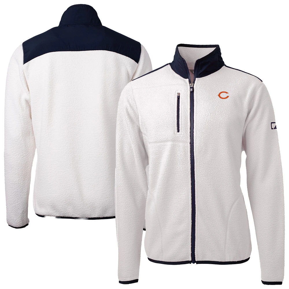 Men's Cutter & Buck Oatmeal Chicago Bears Big Tall Cascade Eco Sherpa Fleece Full-Zip Jacket