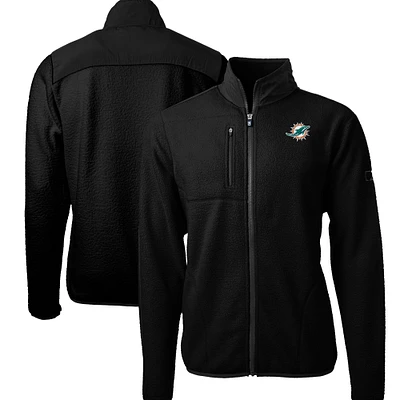 Men's Cutter & Buck Black Miami Dolphins Big Tall Cascade Eco Sherpa Fleece Full-Zip Jacket