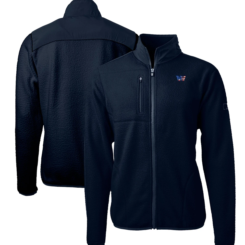 Men's Cutter & Buck Navy Washington Commanders Big Tall Cascade Eco Sherpa Fleece Full-Zip Jacket