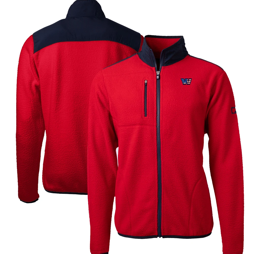 Men's Cutter & Buck Red Washington Commanders Big Tall Cascade Eco Sherpa Fleece Full-Zip Jacket