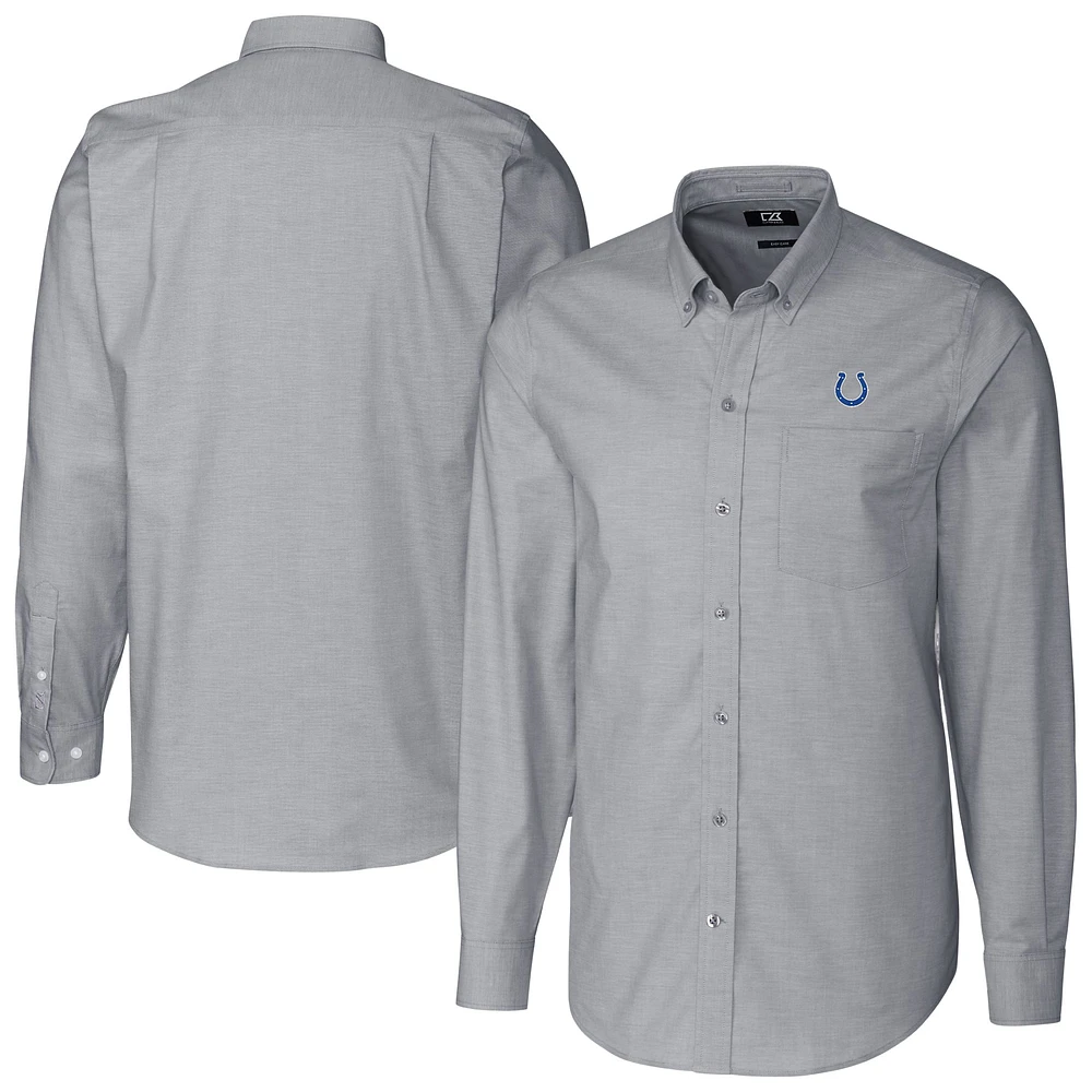 Men's Cutter & Buck Charcoal Indianapolis Colts Stretch Oxford Big Tall Long Sleeve Dress Shirt