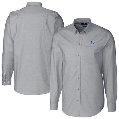 Men's Cutter & Buck Charcoal Indianapolis Colts Stretch Oxford Big Tall Long Sleeve Dress Shirt