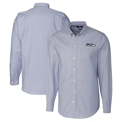 Men's Cutter & Buck Light Blue Seattle Seahawks Stretch Oxford Big Tall Long Sleeve Dress Shirt