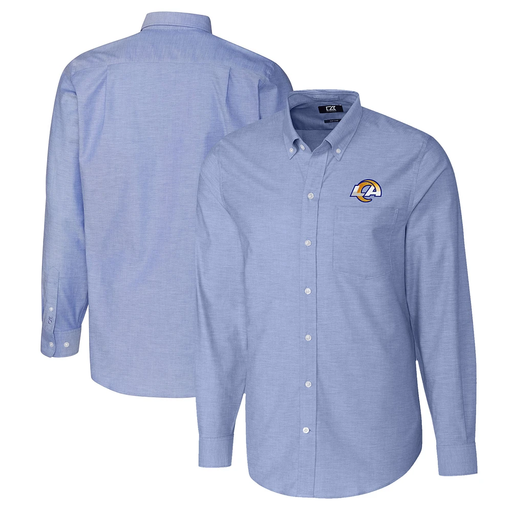 Men's Cutter & Buck Blue Los Angeles Rams Stretch Oxford Big Tall Long Sleeve Dress Shirt