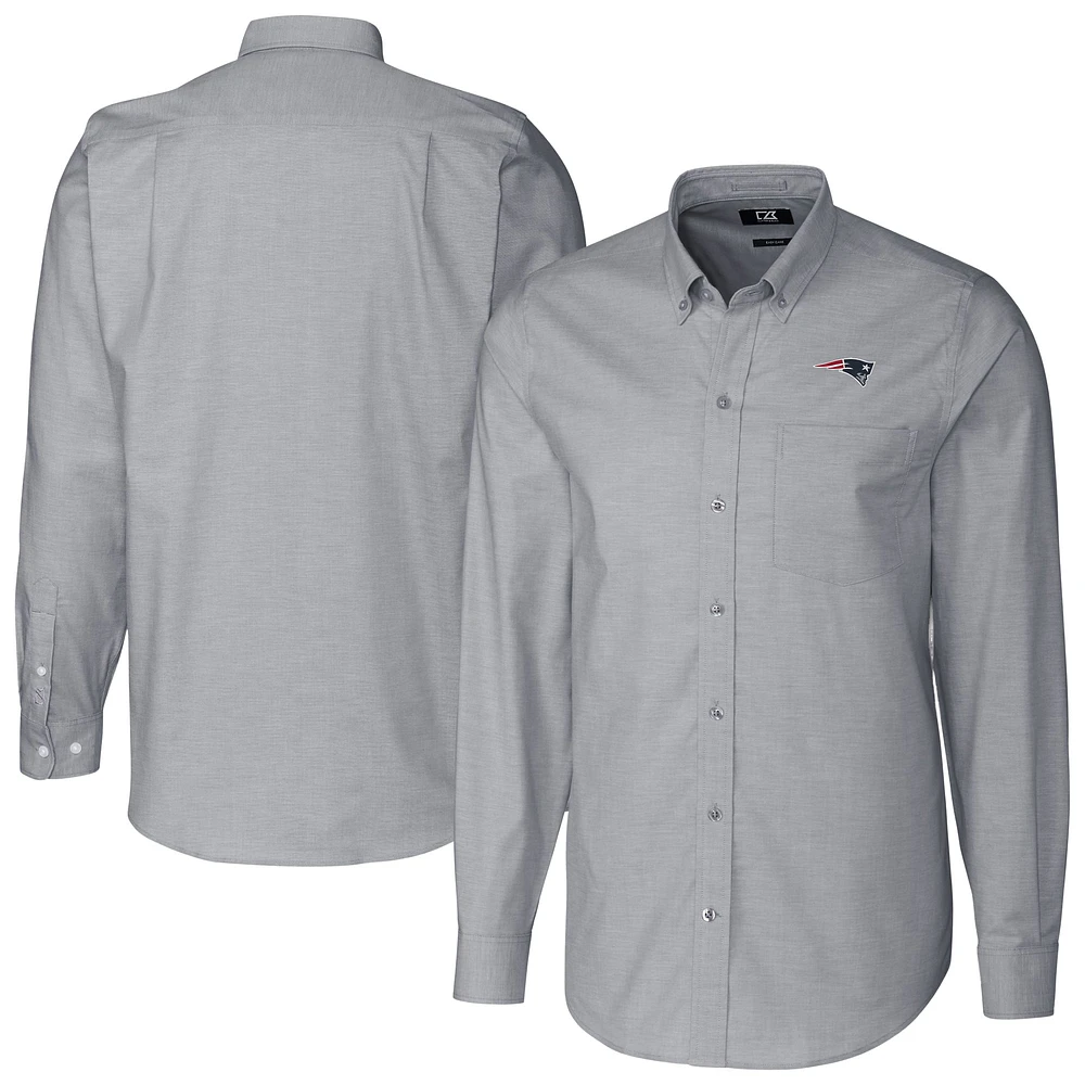 Men's Cutter & Buck Charcoal New England Patriots Stretch Oxford Big Tall Long Sleeve Dress Shirt