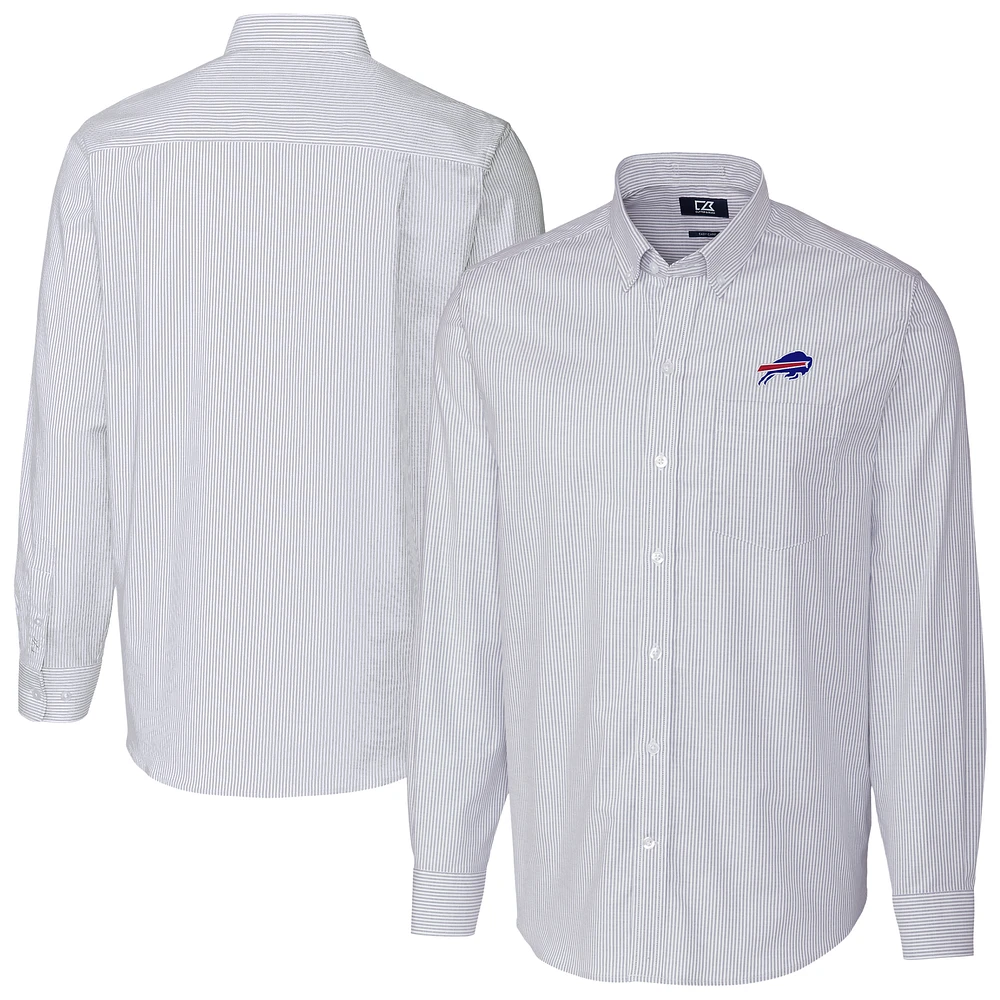 Men's Cutter & Buck Light Blue Buffalo Bills Stretch Oxford Stripe Big Tall Long Sleeve Dress Shirt