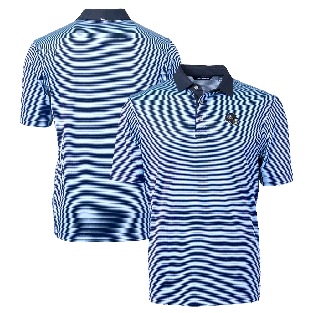 Men's Cutter & Buck Light Blue Tennessee Titans Big Tall Virtue Eco Pique Micro Stripe DryTec Tri-Blend Recycled Polo