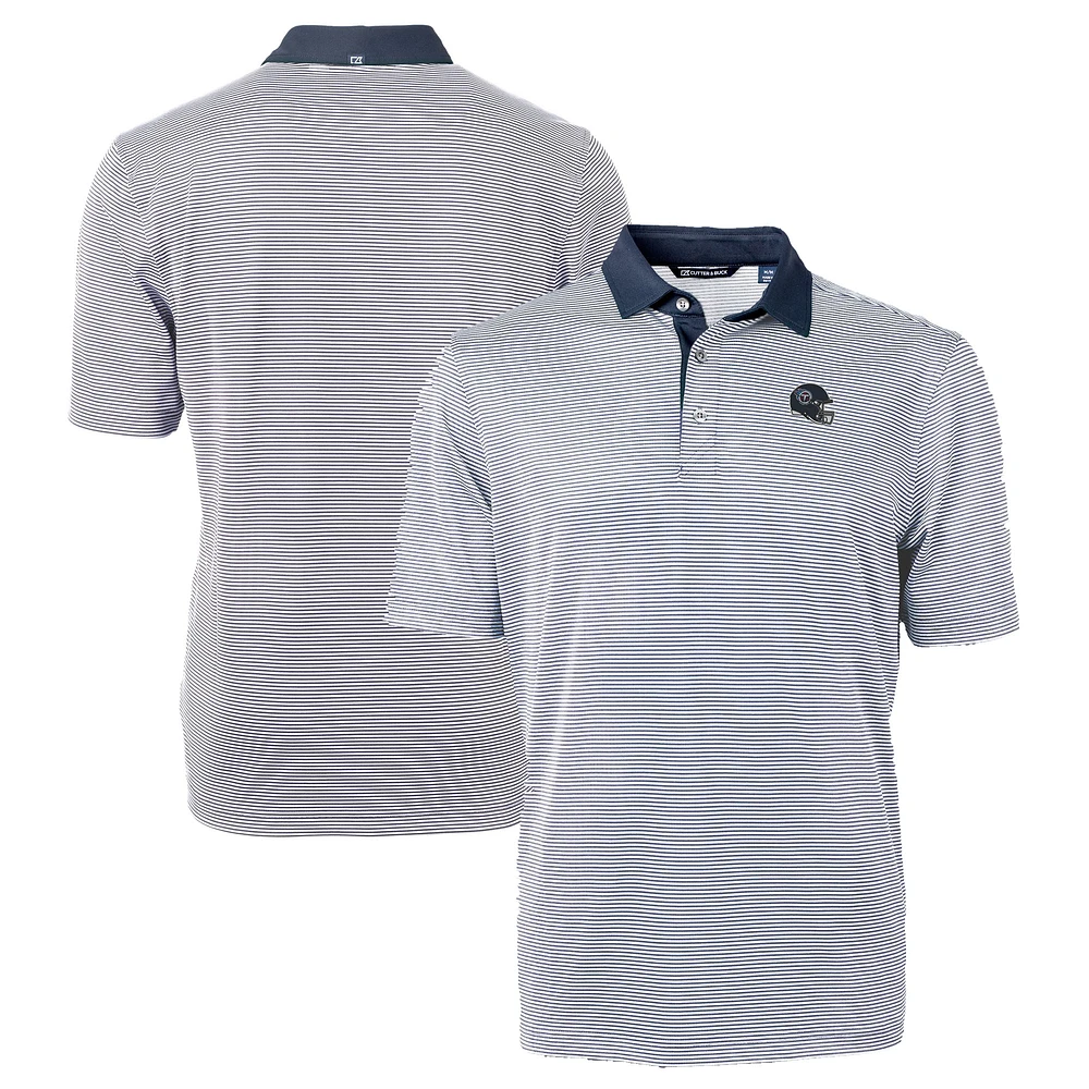 Men's Cutter & Buck Navy Tennessee Titans Big Tall Virtue Eco Pique Micro Stripe DryTec Tri-Blend Recycled Polo