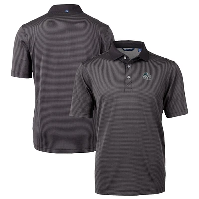 Men's Cutter & Buck Carolina Panthers Big Tall Virtue Eco Pique Micro Stripe DryTec Tri-Blend Recycled Polo