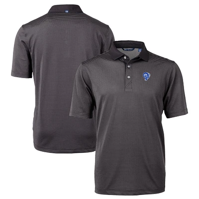 Men's Cutter & Buck Black Los Angeles Rams Big Tall Virtue Eco Pique Micro Stripe Recycled Polo