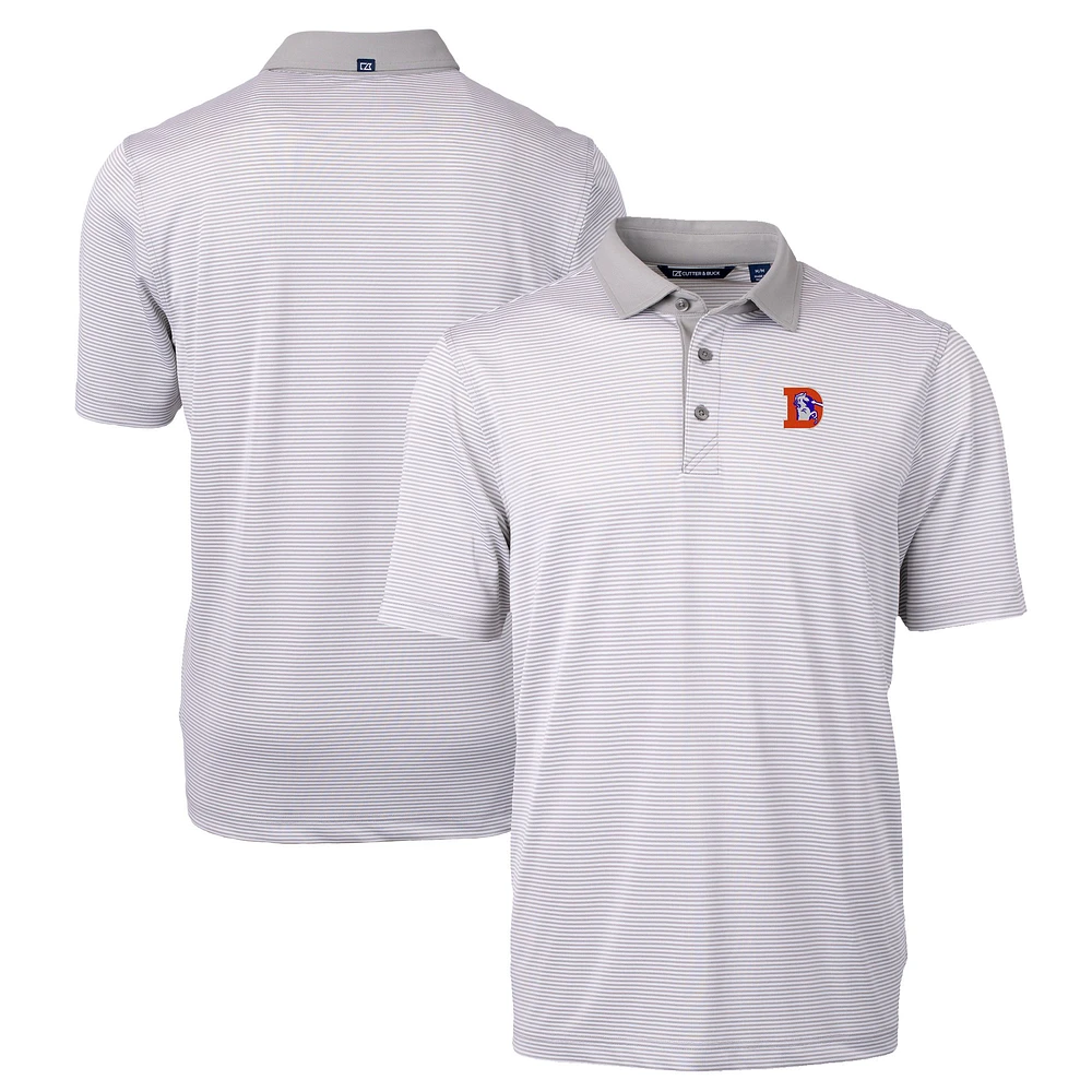 Men's Cutter & Buck Gray Denver Broncos Big Tall Virtue Eco Pique Micro Stripe Recycled Polo