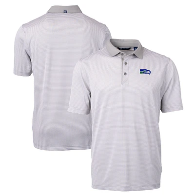 Men's Cutter & Buck Gray Seattle Seahawks Big Tall Virtue Eco Pique Micro Stripe Recycled Polo