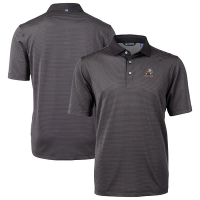 Men's Cutter & Buck Black Cleveland Browns Big Tall Virtue Eco Pique Micro Stripe DryTec Tri-Blend Recycled Polo