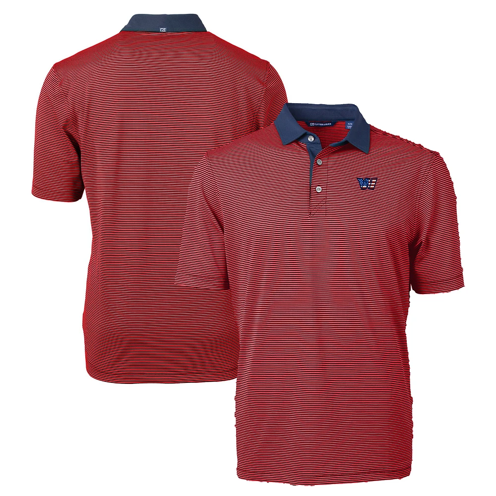 Men's Cutter & Buck Red Washington Commanders Big Tall Americana Virtue Eco Pique Micro Stripe DryTec Tri-Blend Recycled Polo