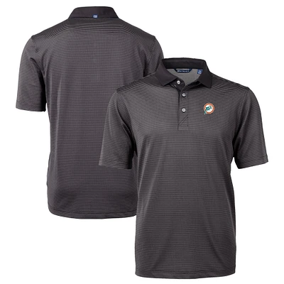 Men's Cutter & Buck Black Miami Dolphins Big Tall Virtue Eco Pique Micro Stripe Recycled Polo
