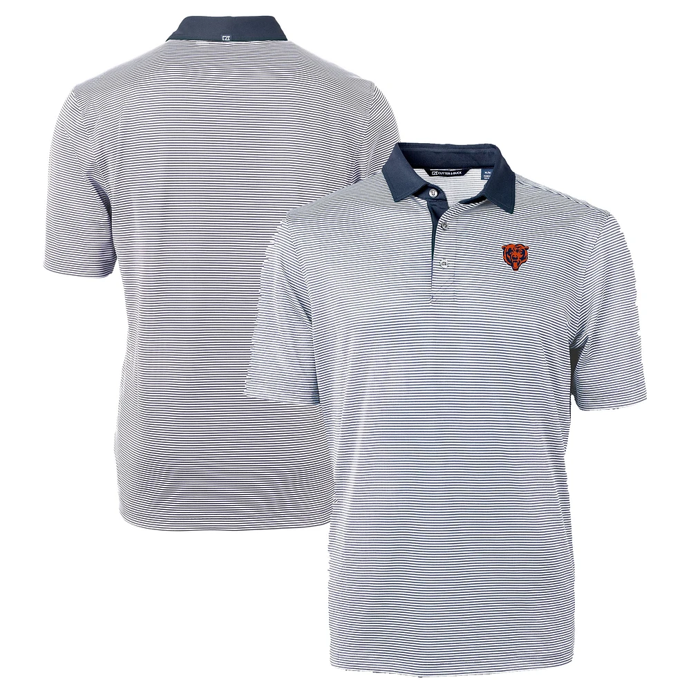 Men's Cutter & Buck Navy Chicago Bears Big Tall Virtue Eco Pique Micro Stripe DryTec Tri-Blend Recycled Polo